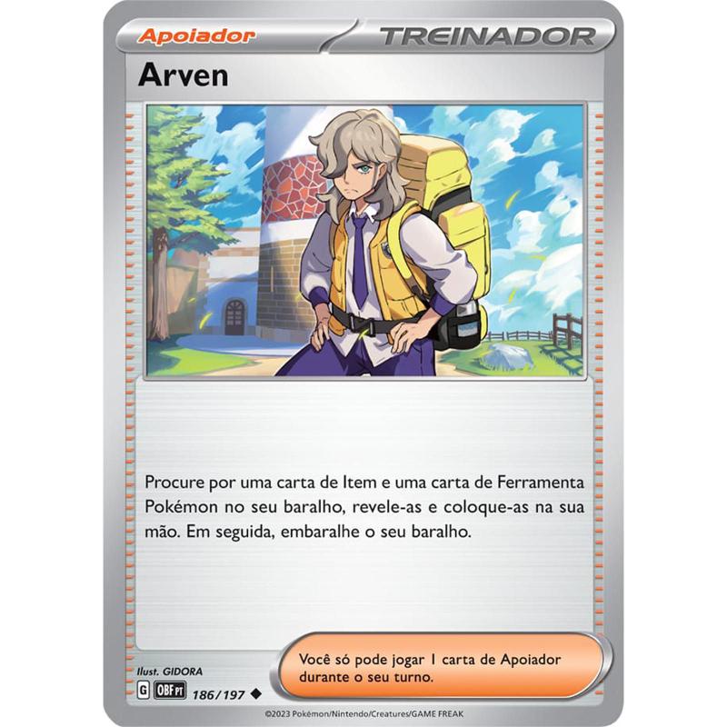 Carta Pokémon - Arven 186/197 - Obsidiana em Chamas - Copag - Deck